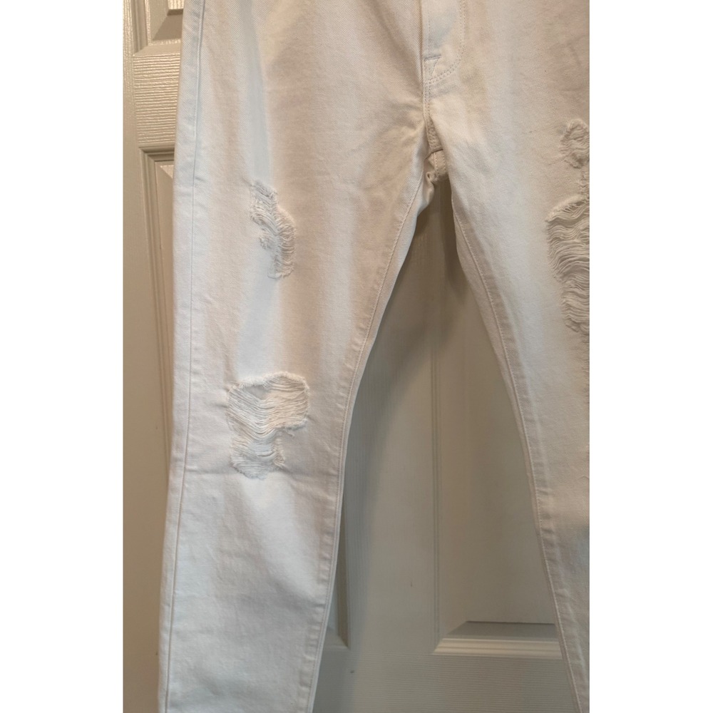 Frame Le Garcon Jeans Womens 33 White Distressed Mid Rise Straight Leg Tapered